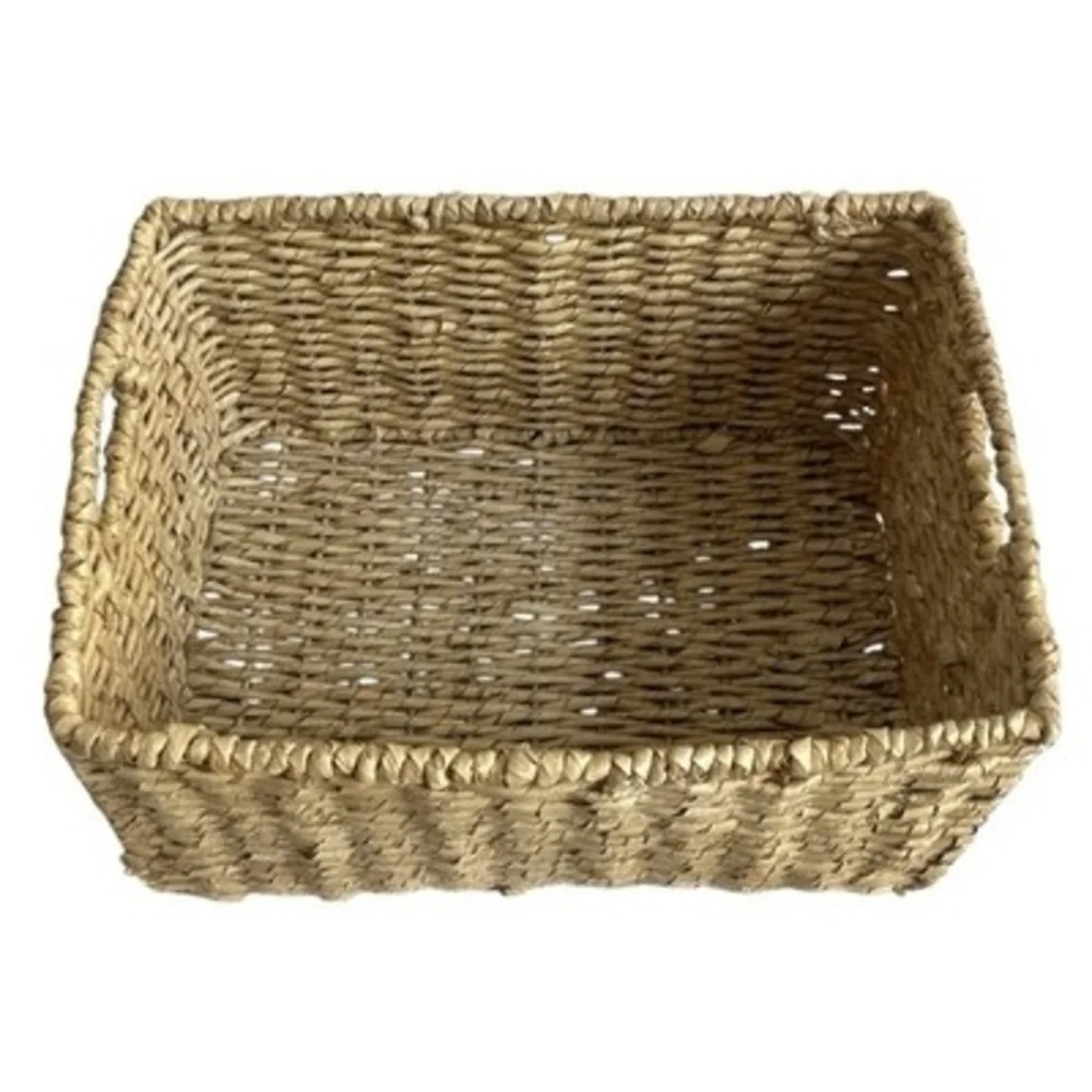 Large Tan Wicker Storage Basket Crate with Handles Home Organizer 14